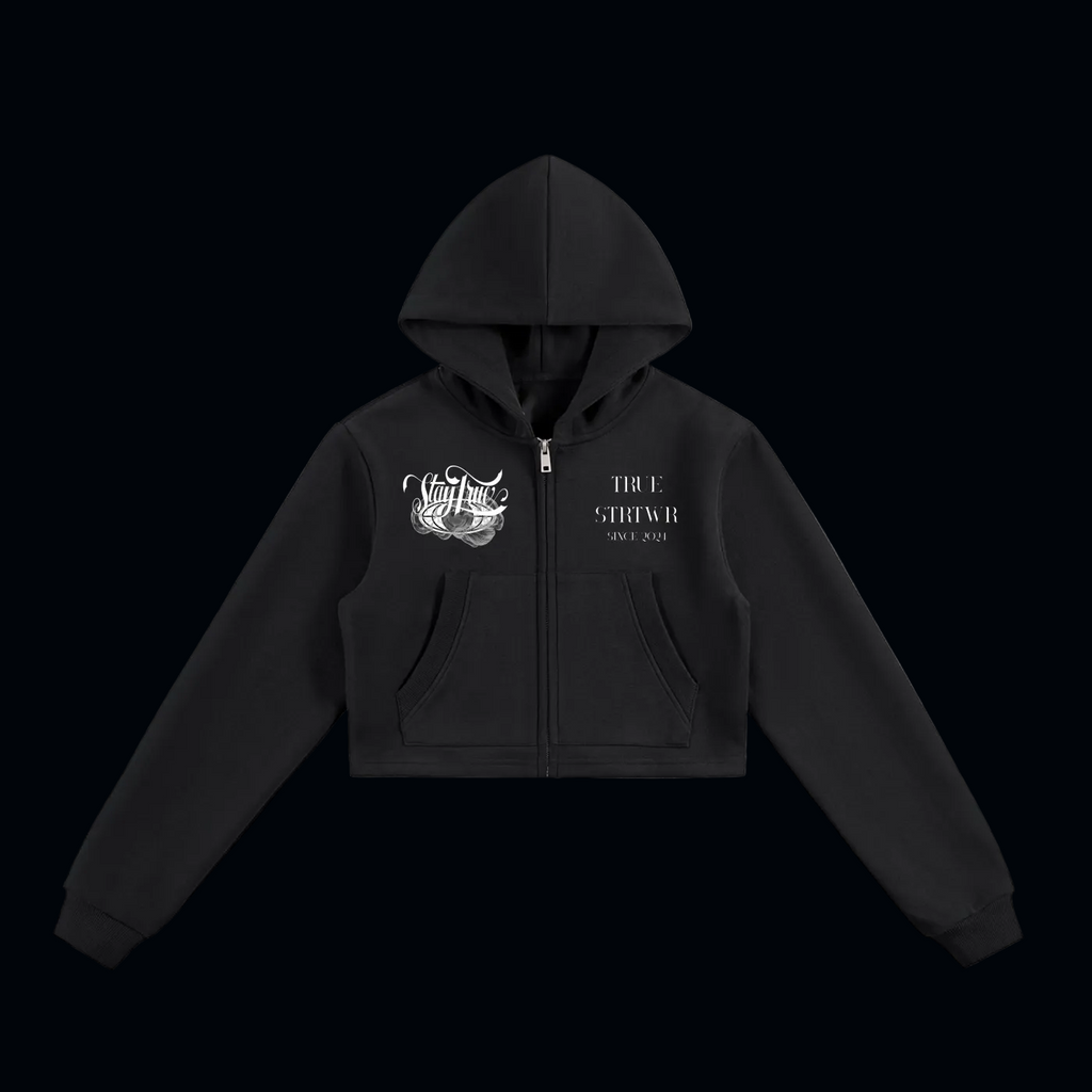 TRUE STRTWR Cropped Zip-Up Hoodie(W)