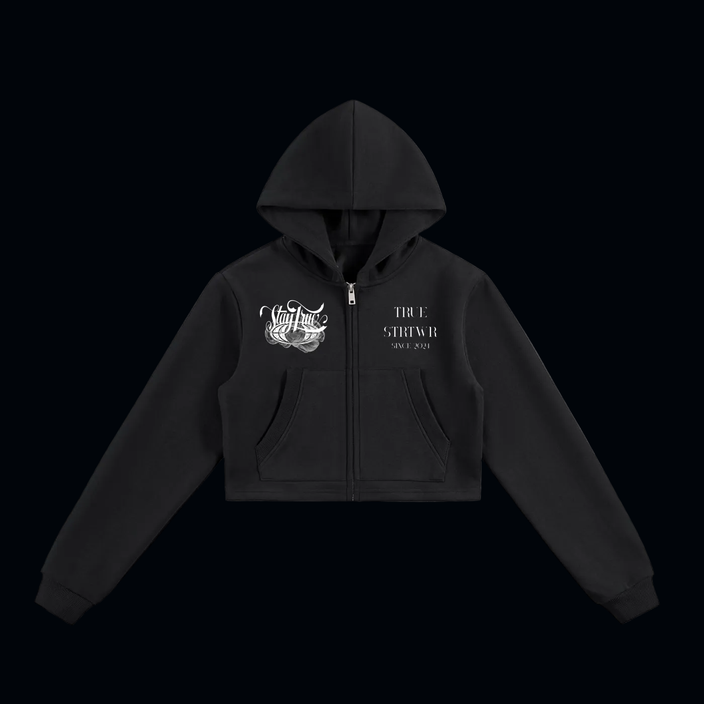 TRUE STRTWR Cropped Zip-Up Hoodie(W)
